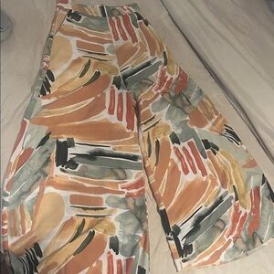 Multicolor Abstract Wide-Leg Pants size 6 Medium